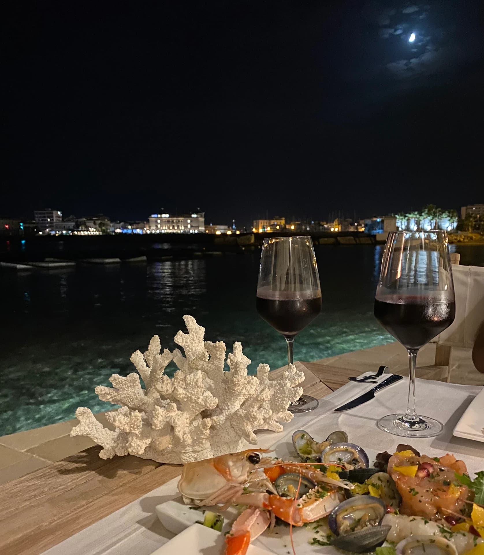 Evening aperitif by the sea