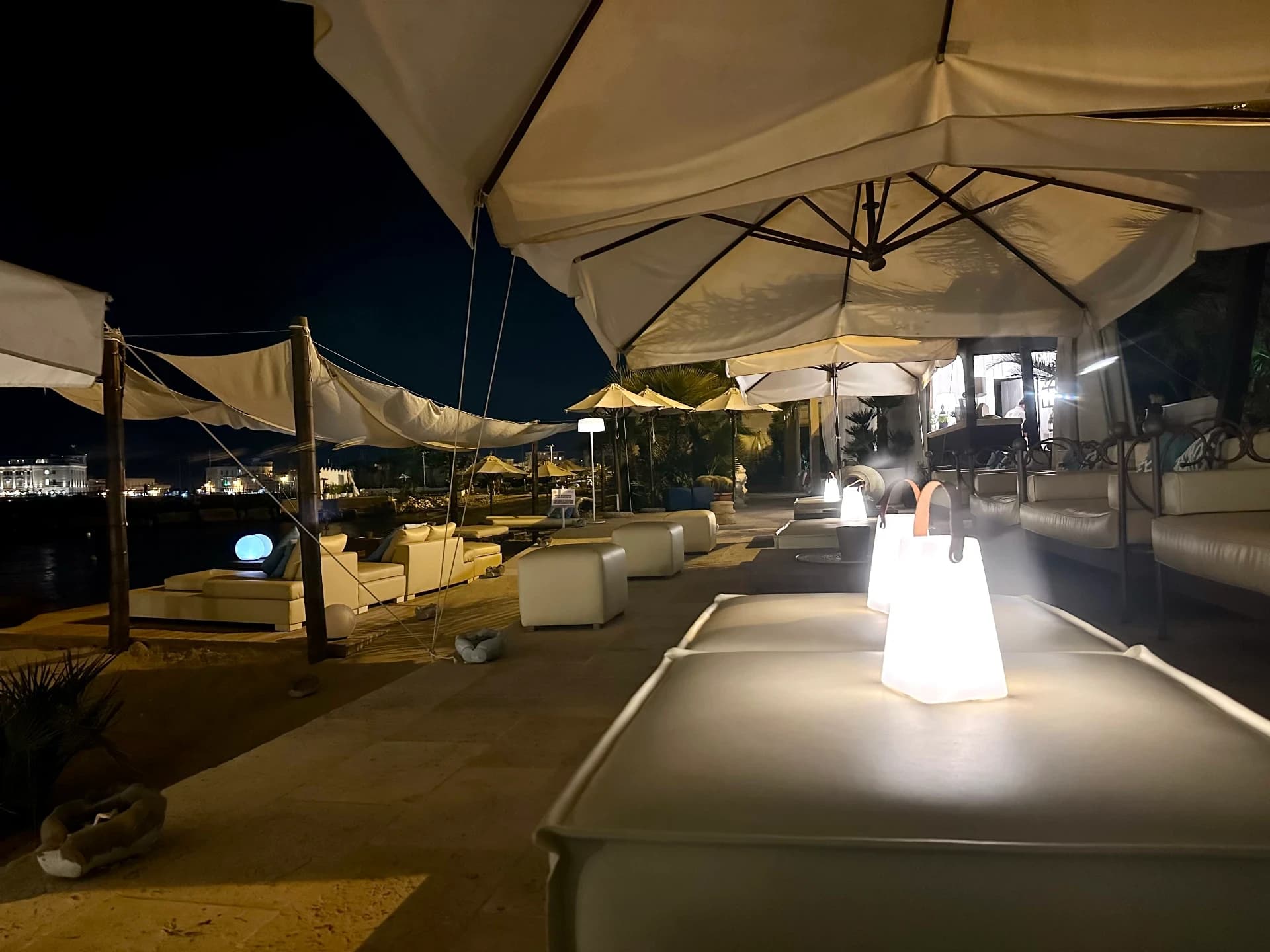 Beach illuminated in the evening