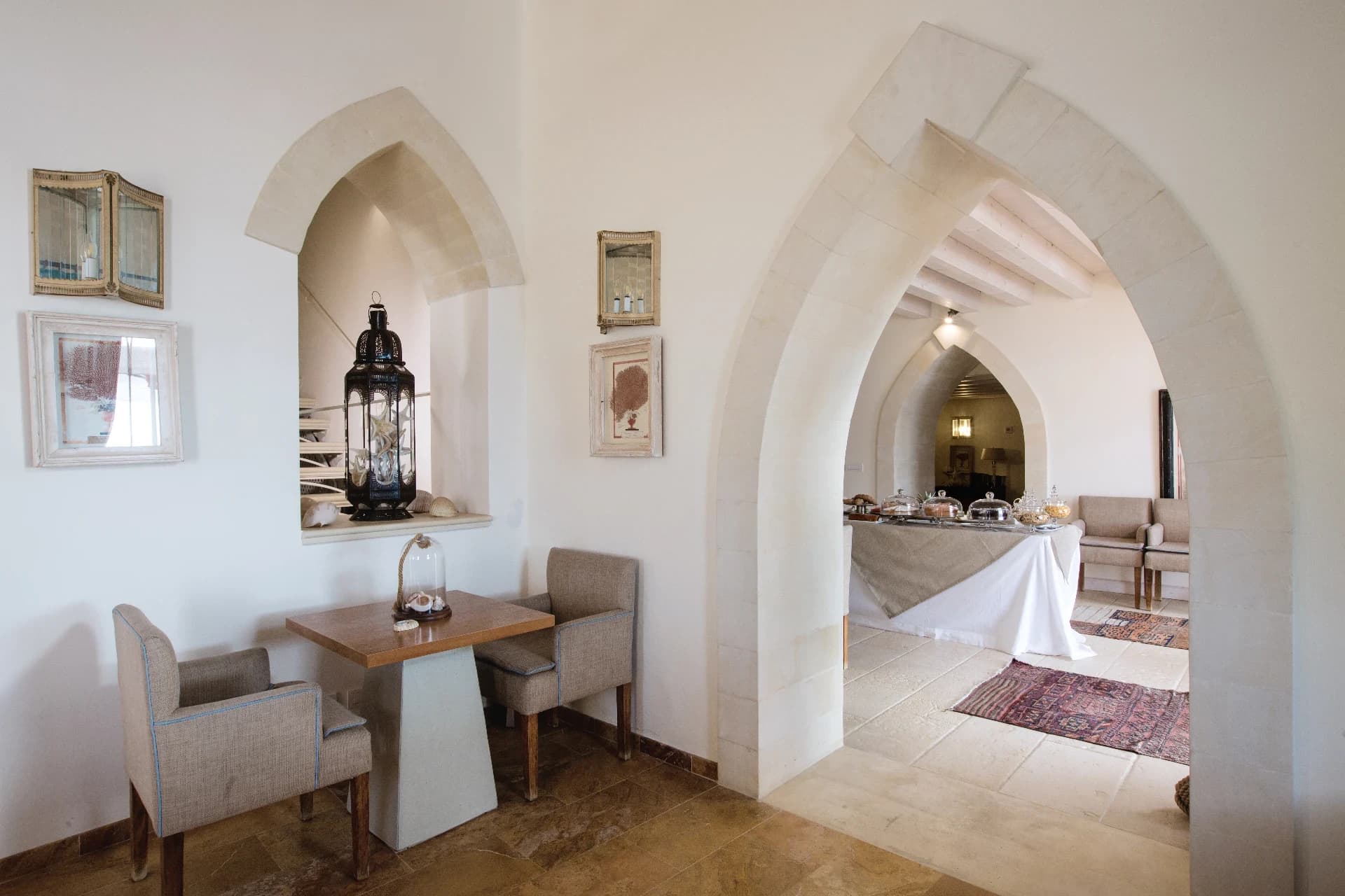 Small lounge with arches and lantern
