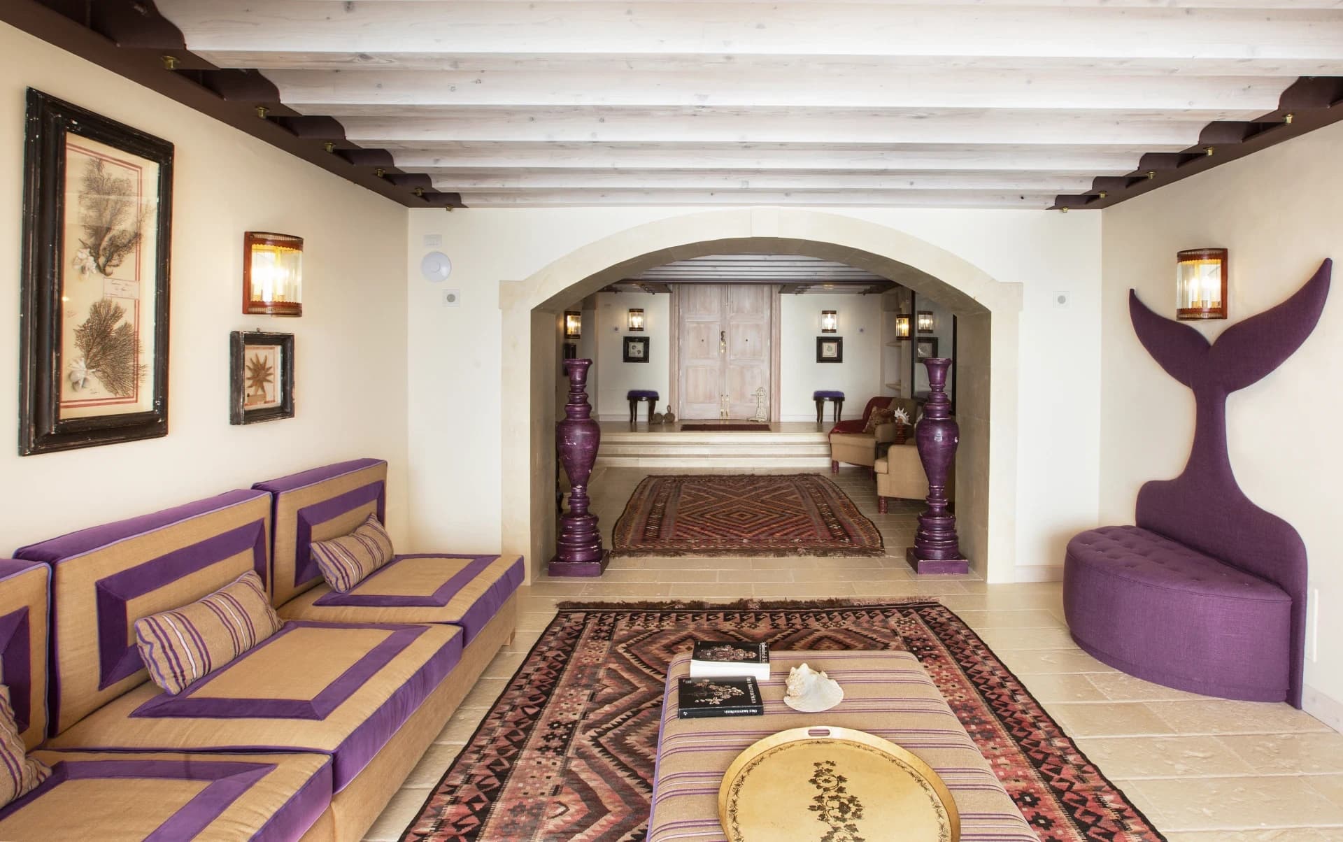 Lounge with sofas and oriental rugs