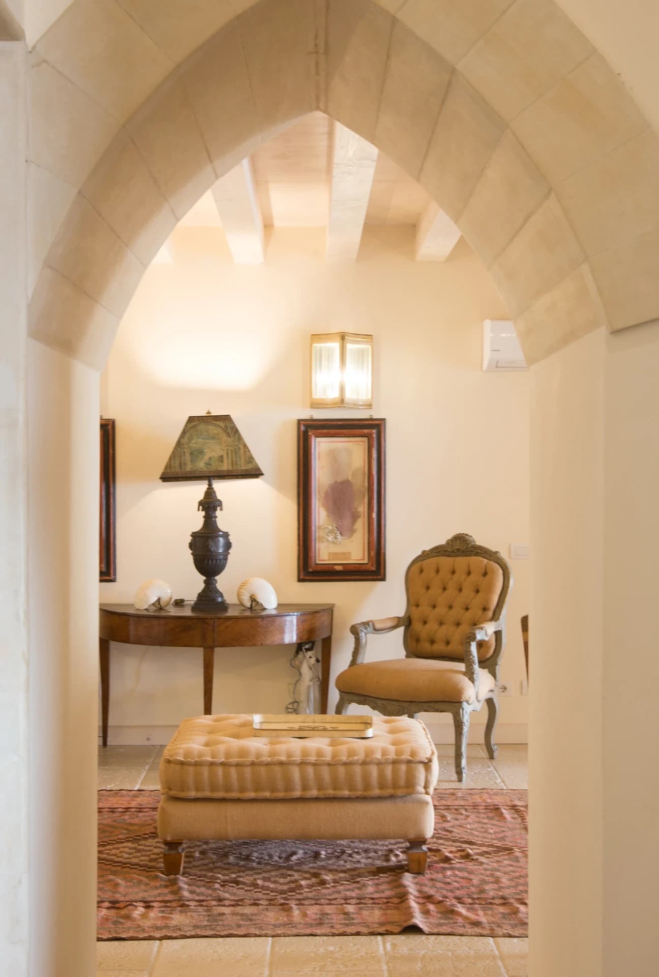 Interior glimpse with lamp and armchair