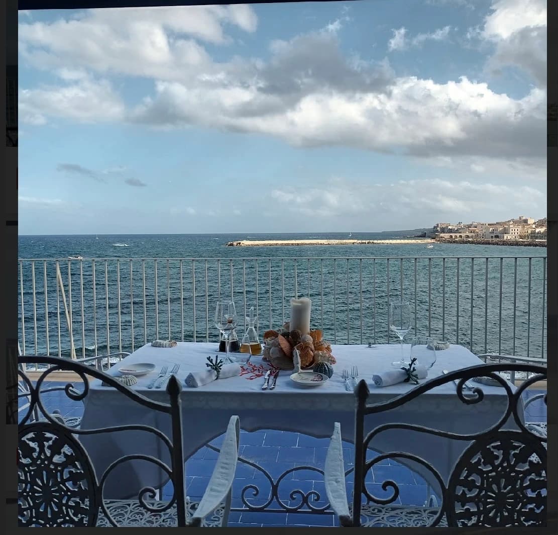 Table set with a sea view