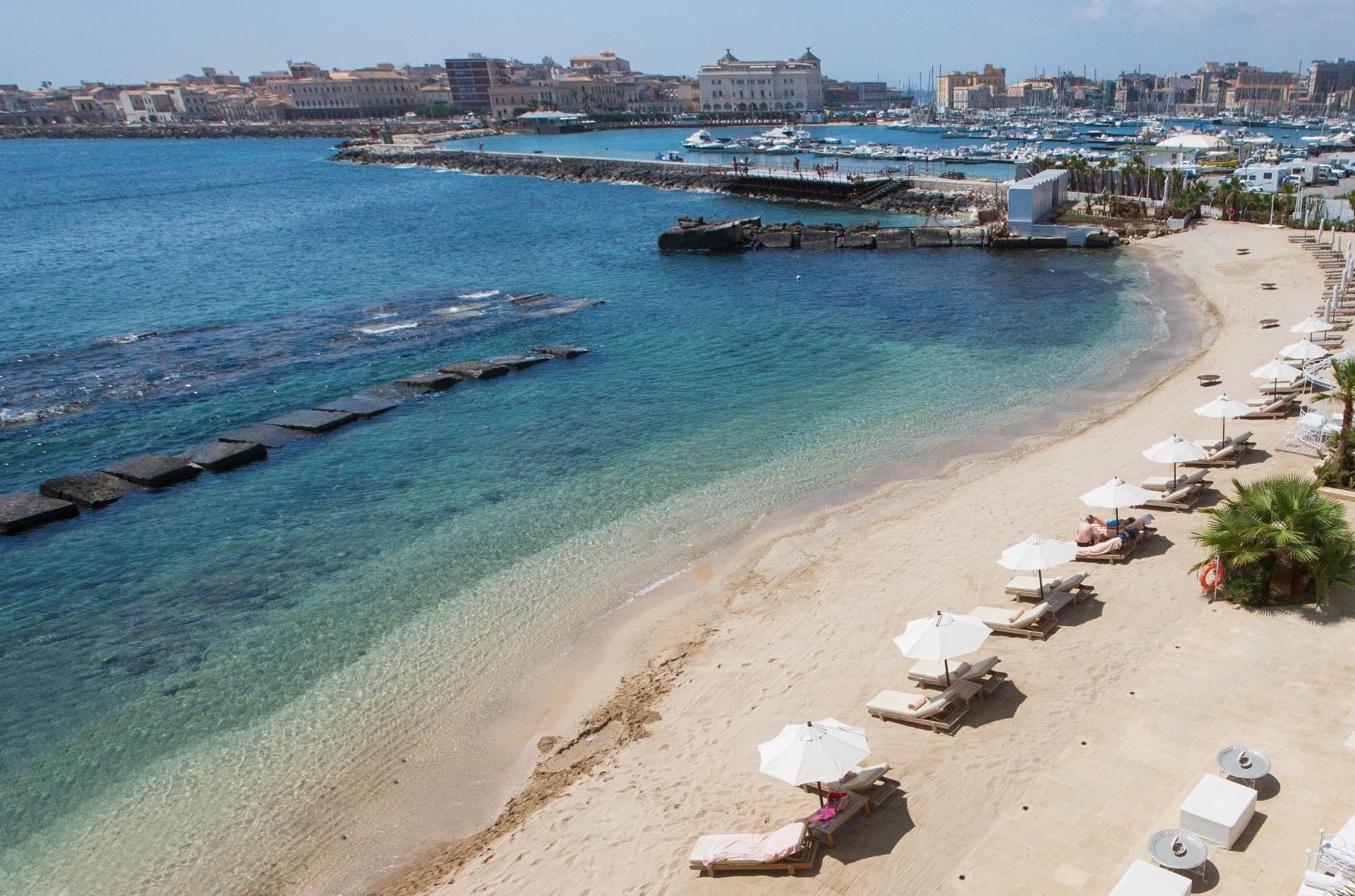 Private beach seen from above