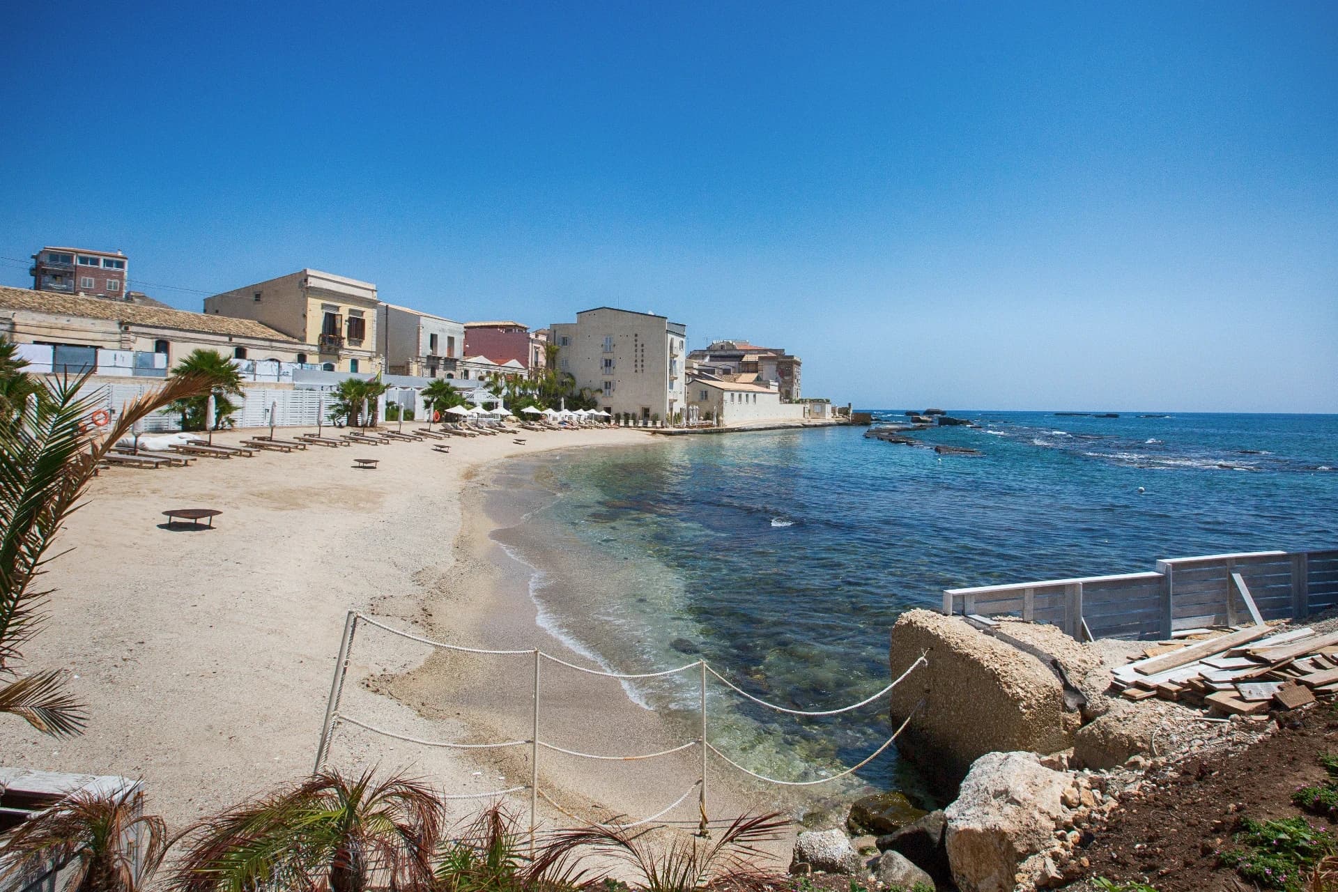 Beach and crystal-clear sea of Syracuse