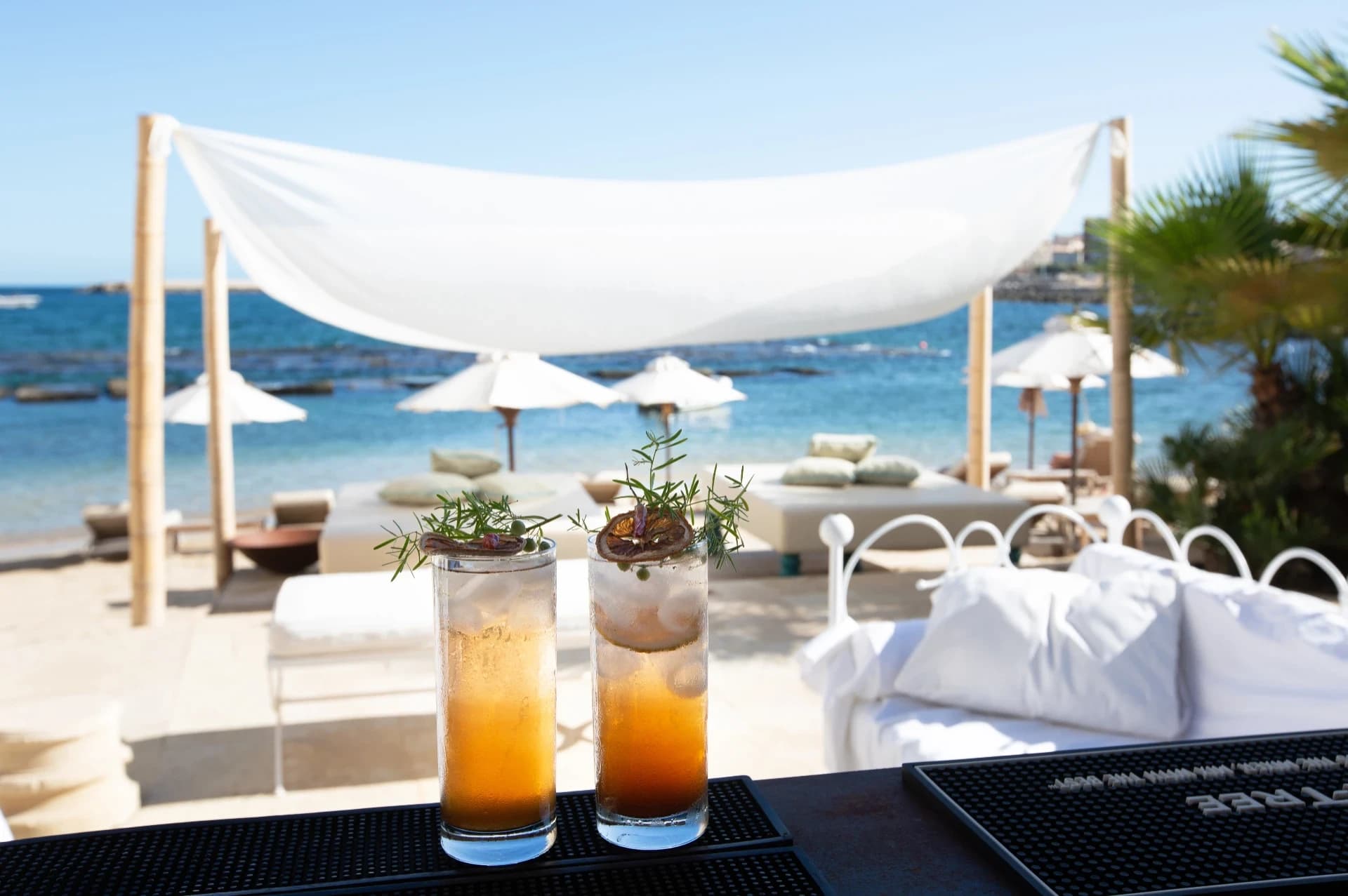 Cocktails at the seafront beach bar