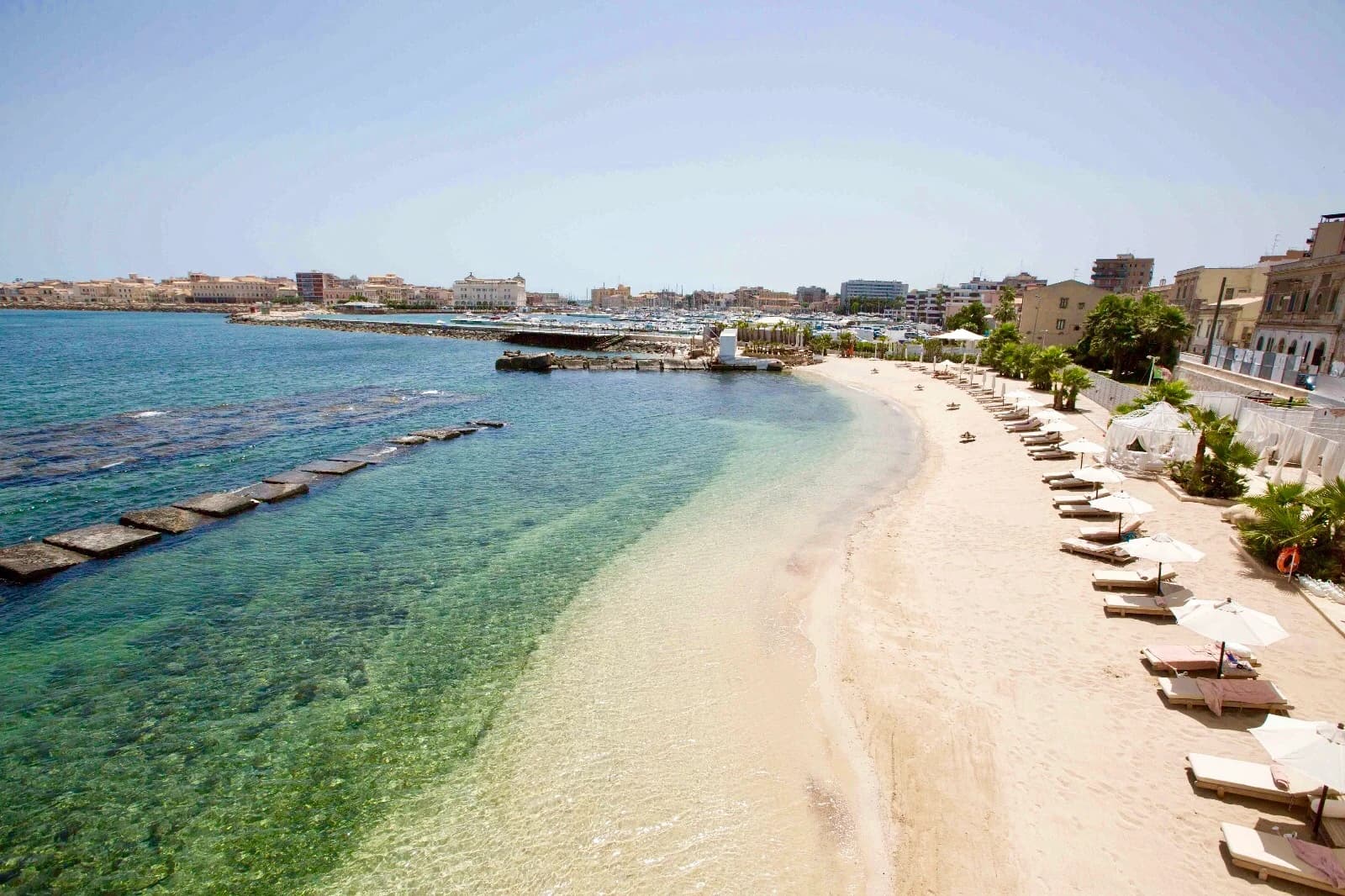 Private beach of Musciara Resort seen from above, Syracuse