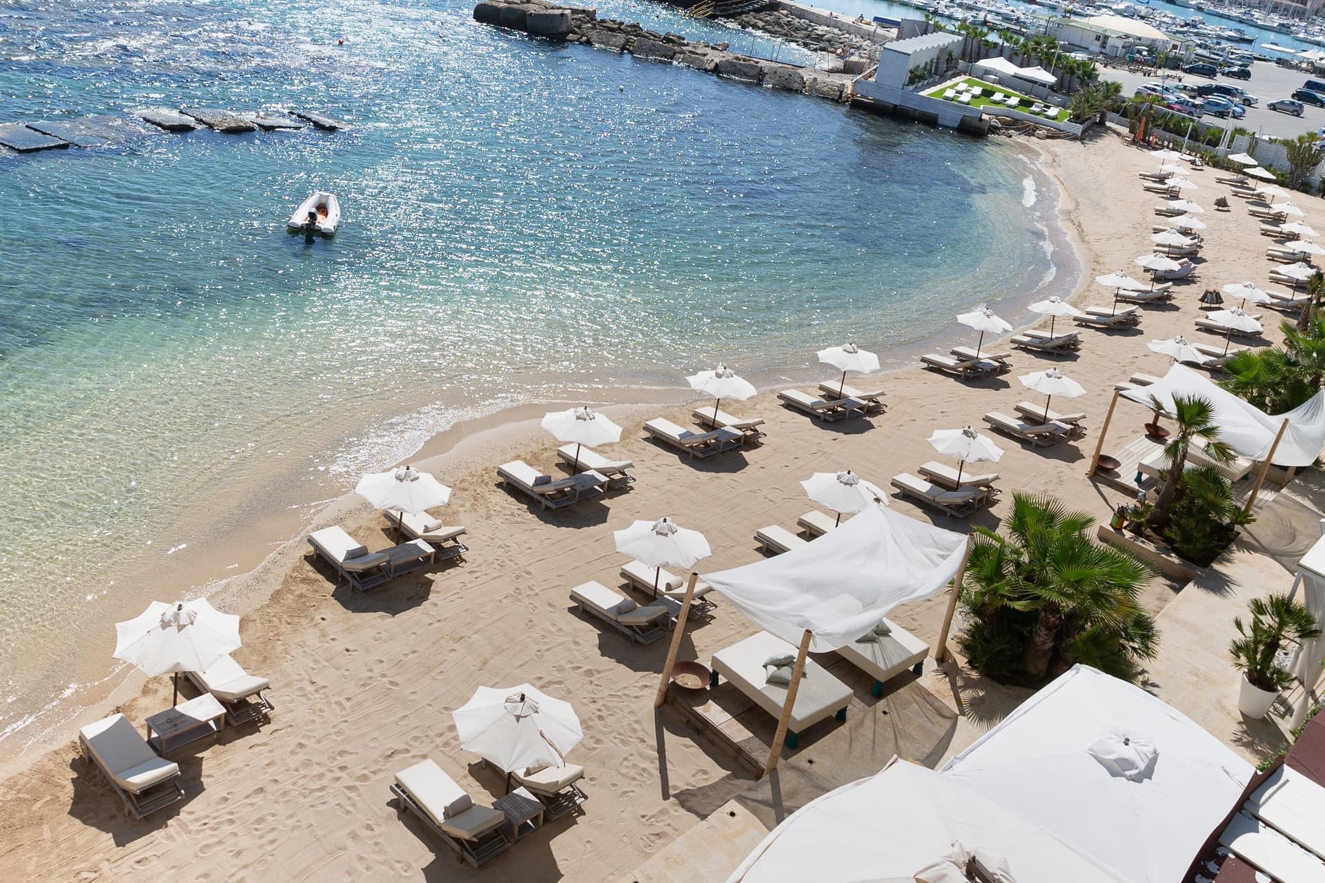 Aerial view of Musciara Resort's private beach, Syracuse